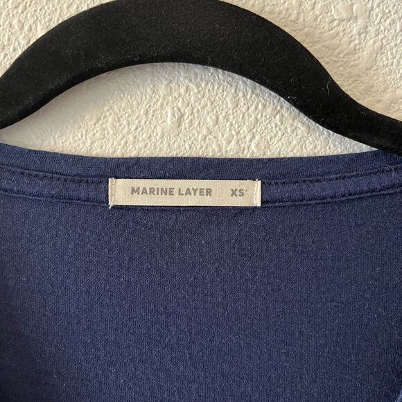 Marine Layer Women's T-Shirt Size XS Navy Blue V-neck Tee Minimalist Classic - Picture 2 of 14